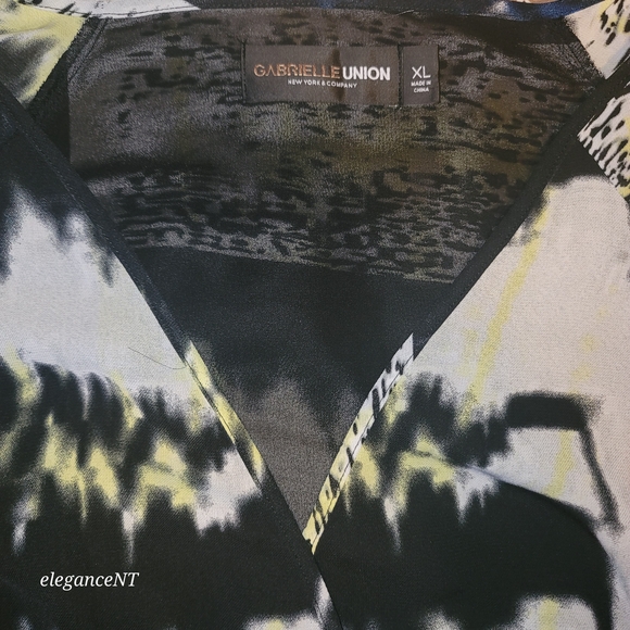 New York & Company Black White and Yellow Blouse Sz: XL - Picture 7 of 7